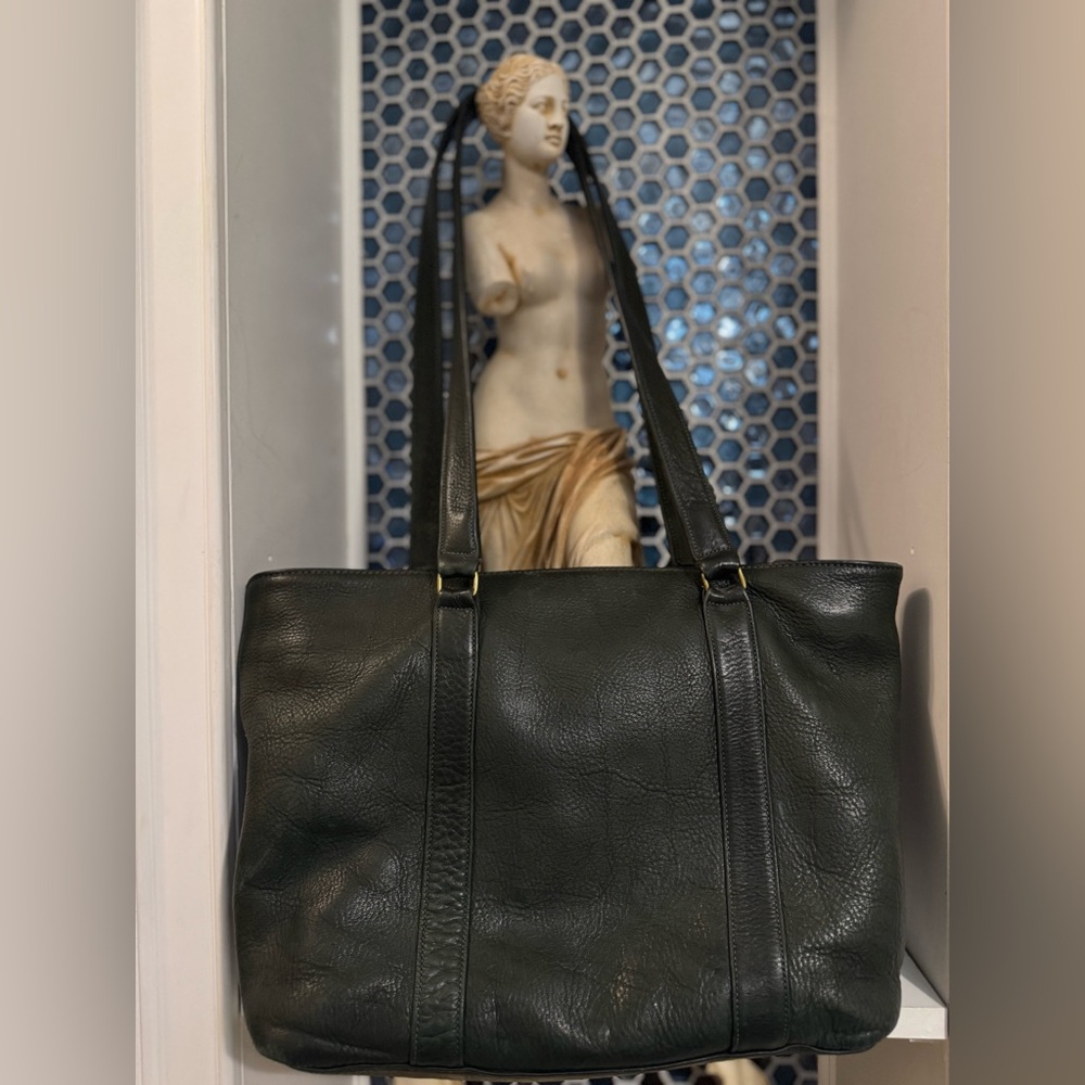 Green Genuine Leather Sholder Tote Handbag